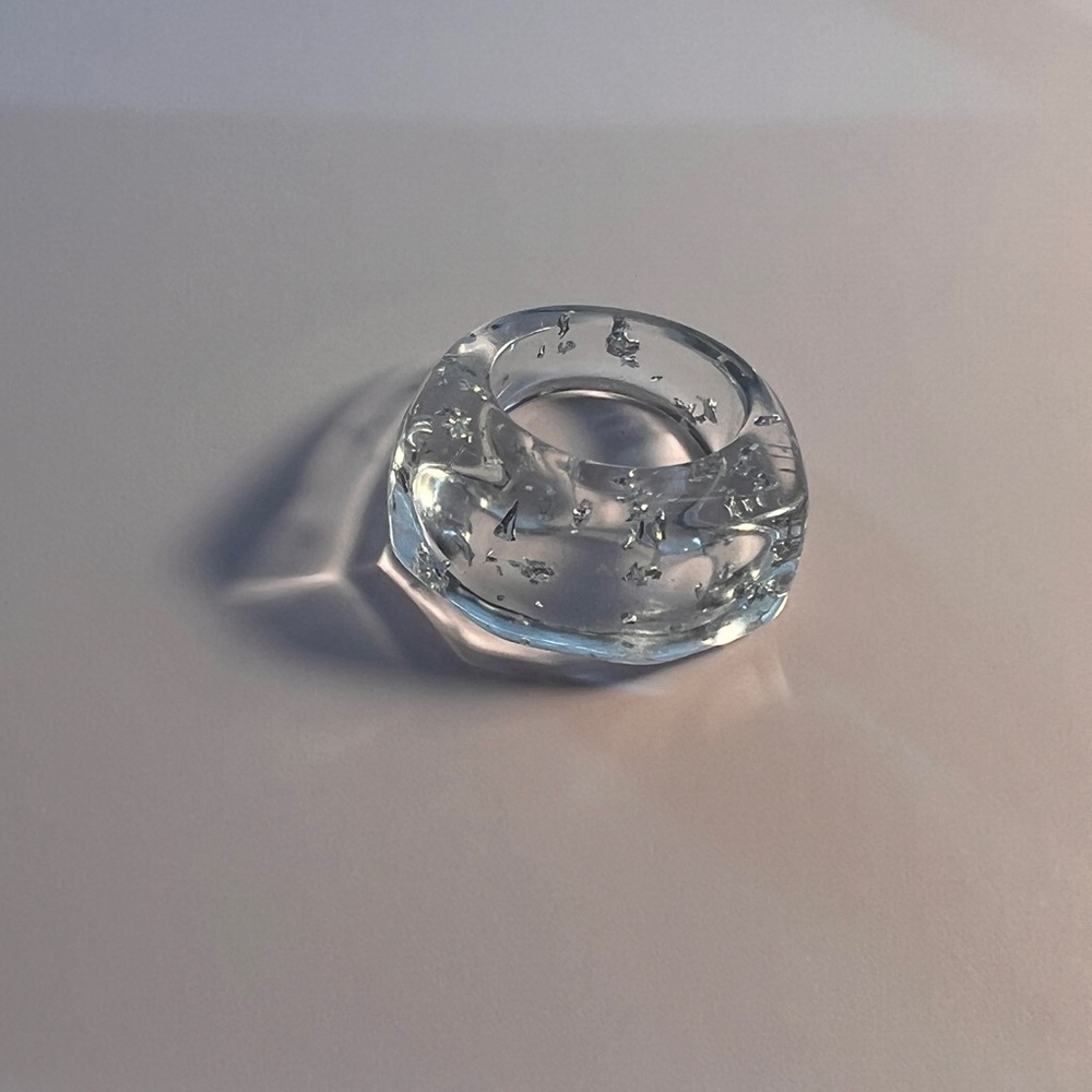 Translucent Resin Ring with silver specks